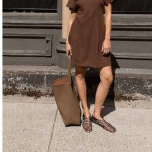 Oak & Fort Amelia Leather Tote Bag - Taupe Gray